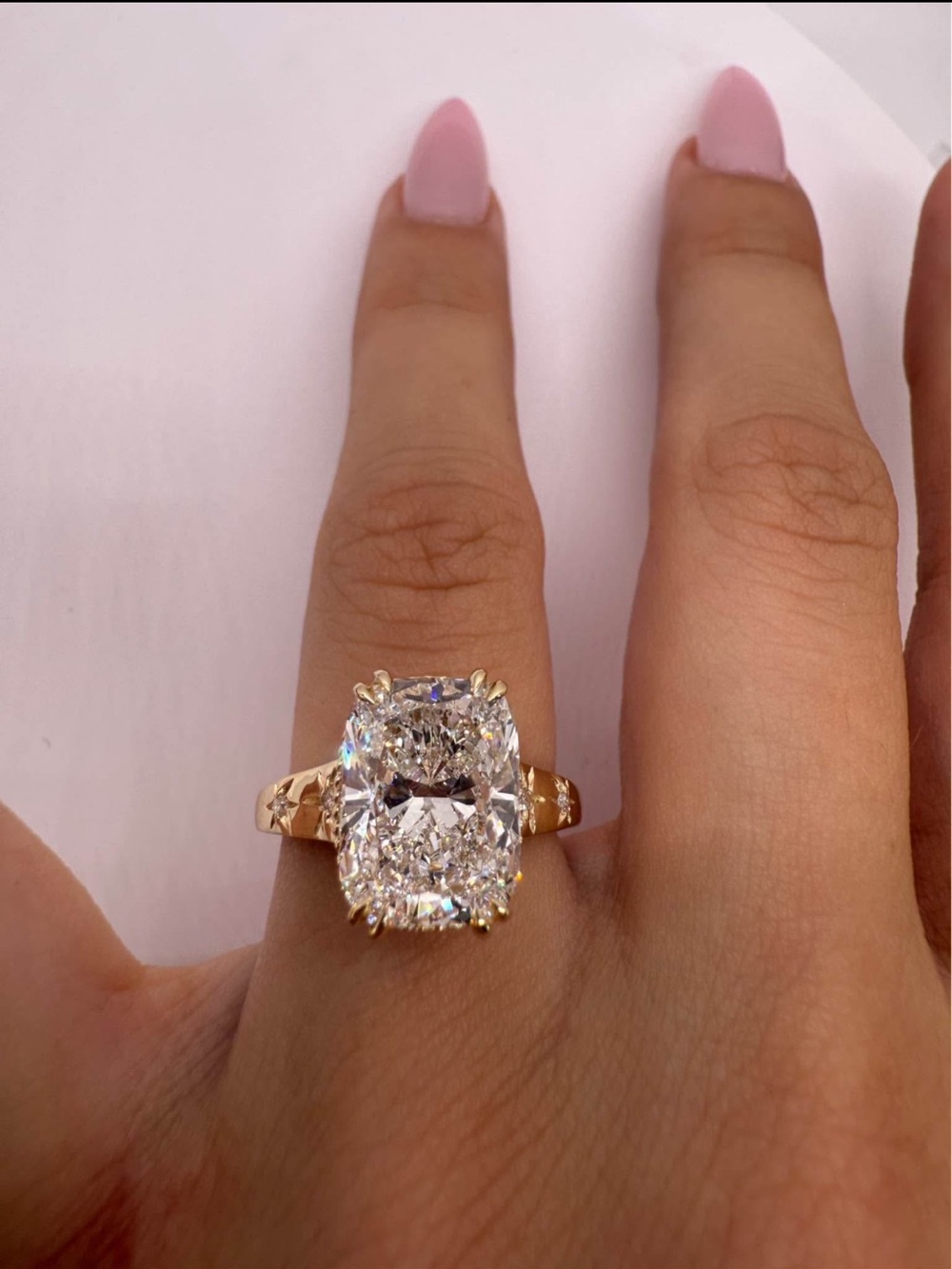 5.02 carat E VS1 elongated cushion diamond engagement ring - Picture 10 of 17